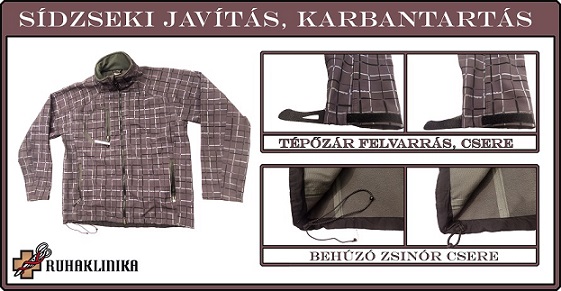 Sídzseki javítás - Tépőzár felvarrás, csere - Behúzó zsinór csere